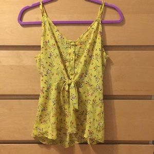 Floral Silky Yellow Summer Blouse- Only Worn Once!